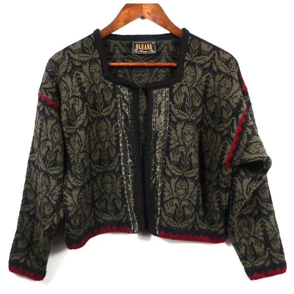 Oleana Sweaters Oleananorwegian Wool Sweater Cardigan Red Green
